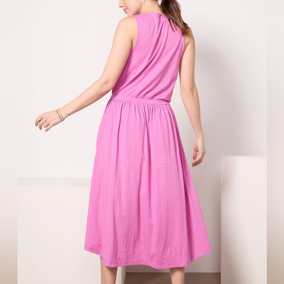 NWT Nation Ltd Brianna Midi  Rosebud Pink Dress Large L Beach Lightweight Casual - Picture 9 of 13